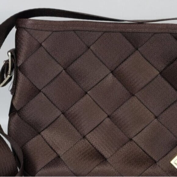 MaggieBags Brown Seatbelt Crossbody Bag Everyday Unique Recycled - Picture 5 of 16